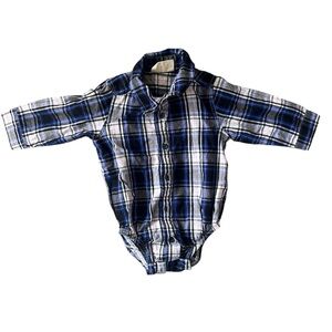 Baby Boy Blue Plaid Buttondown Onesie | 3-6 M